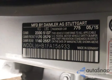 2015 Mercedes-Benz Cls 400 4Matic z USA, uszkodzony, nr VIN WDDLJ6HB1FA156933